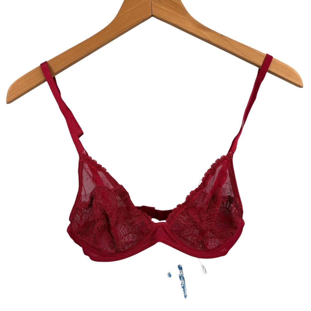 Free People Deep Red Lace Bra